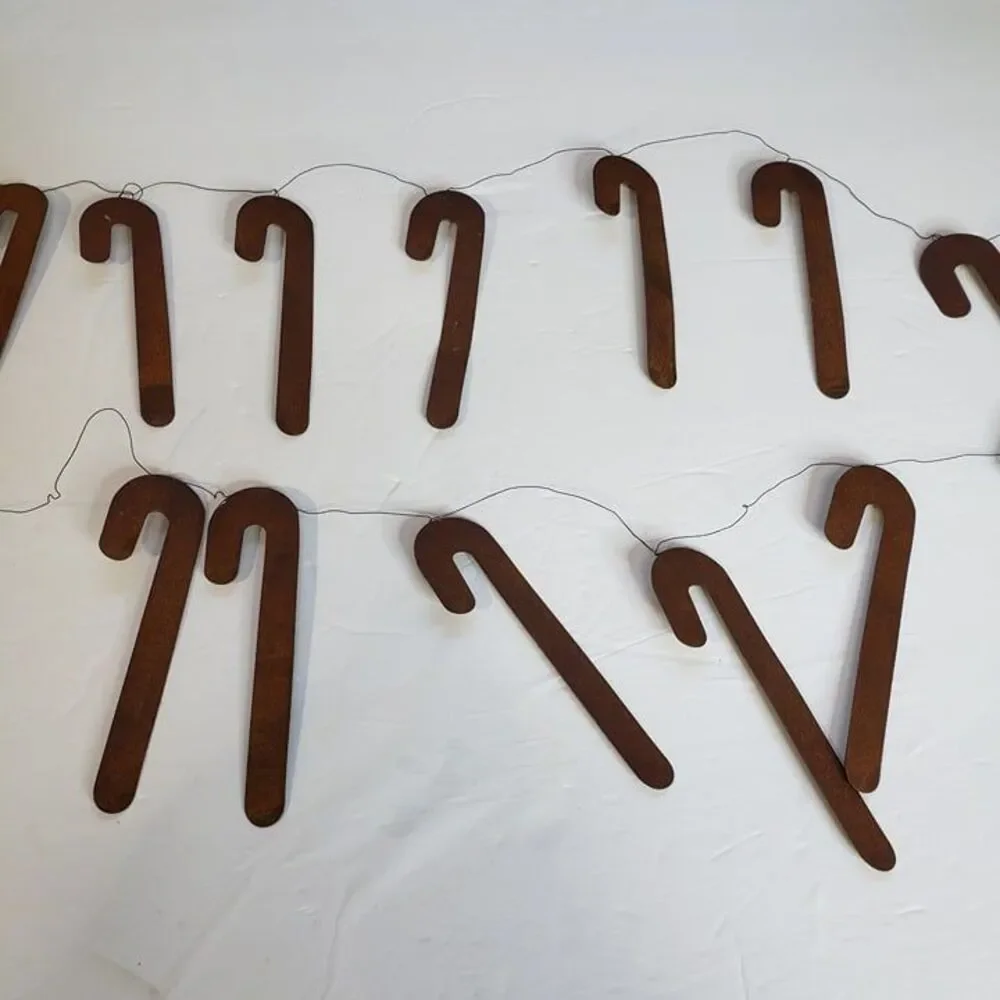NEW Rusty Crusty Metal Christmas Candy Cane Garland Set of 4 Farmhouse